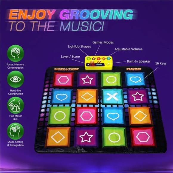 Shape & Twist Dance Mat | 3 Fun Educational Shape Games Mat for Kids Ages 4-8 - Picture 6 of 6